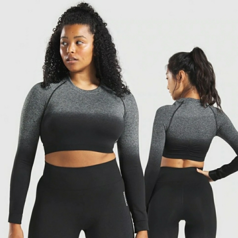 NWOT Adapt Ombre long sleeve crop top